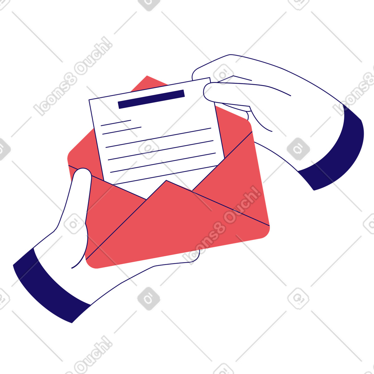Receiving message in envelope by mail illustration Bendy style download PNG, SVG