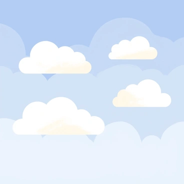 Clouds shaped like buns floating serenely in a blue sky