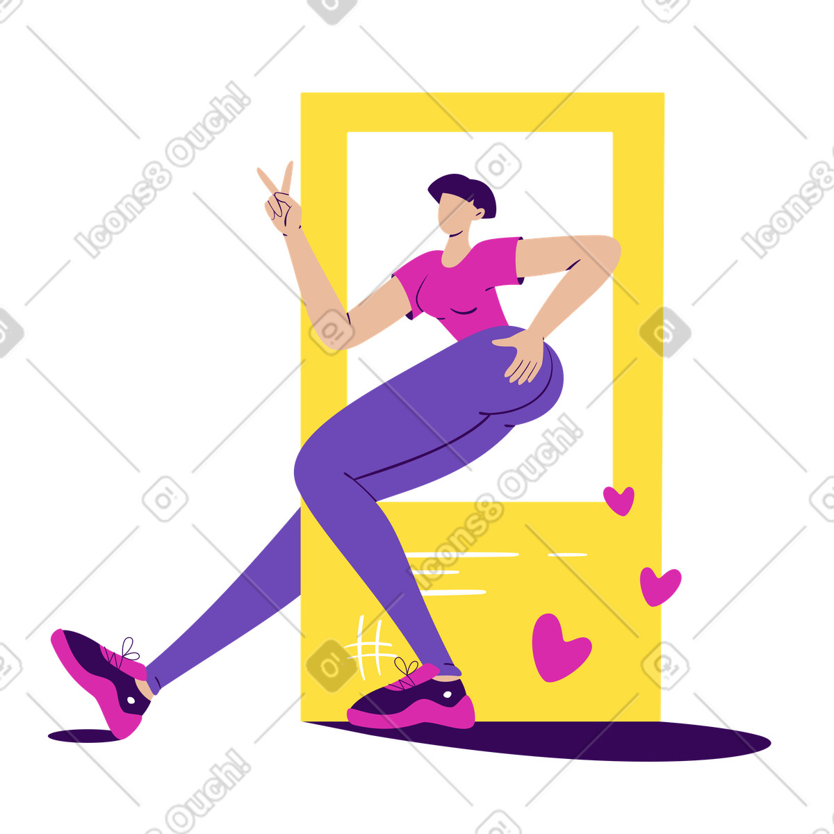 Experimental スタイルの 女の子がinstagram用に撮影されています のイラストをPNG、SVG形式でダウンロード
