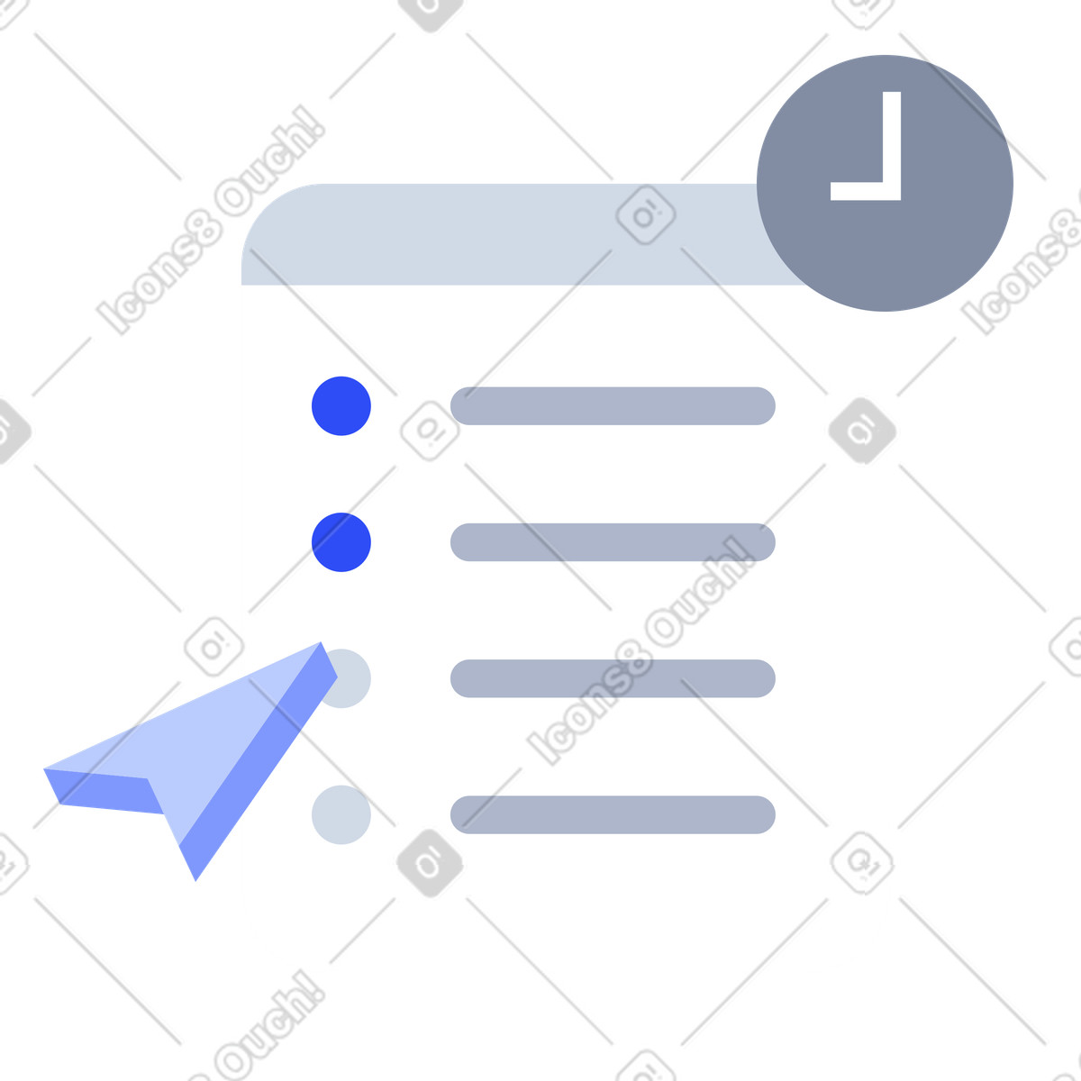 To-do list with cursor and clock, Task Planning organization illustration in System style download in PNG, SVG
