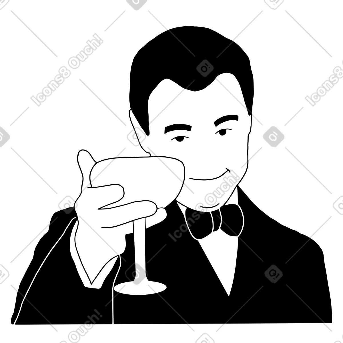 Gentiluomo in giacca e cravatta che alza il bicchiere illustrazione stile Dudes scarica PNG, SVG