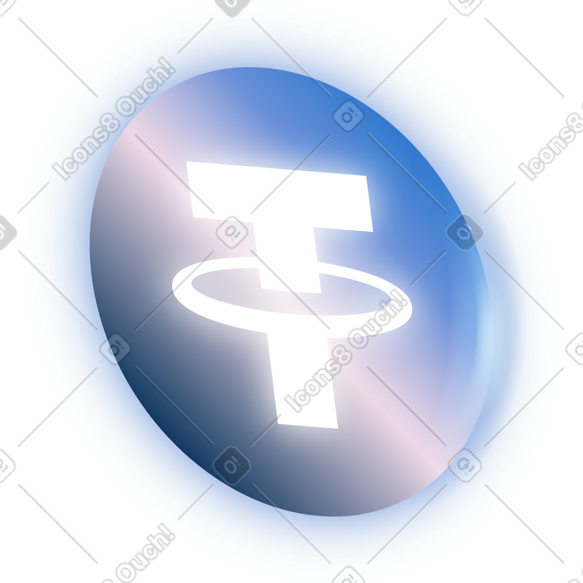 Ilustração de Cryptocurrency stablecoin tether USDT symbol on glossy digital token em no estilo Dimension para baixar em PNG, SVG