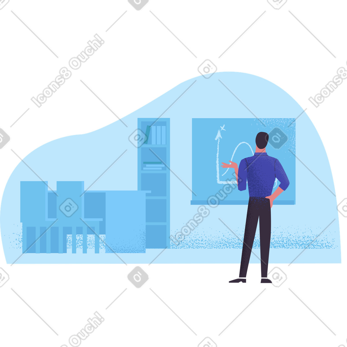 Il grafico si affaccia sull'ufficio illustrazione in stile Pale scarica in PNG, SVG