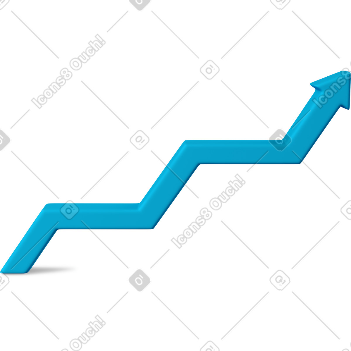 Blue zigzag up arrow illustration in 3D Business style download in PNG, SVG
