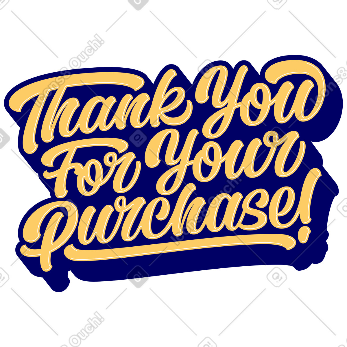 Lettering thank you for your purchase! with shadows text illustration in style download in PNG, SVG