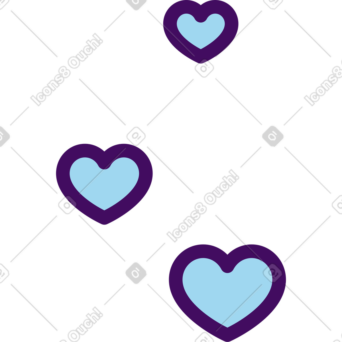 Illustration Trois coeurs de tailles différentes dans le style Simplistic à télécharger aux formats PNG, SVG