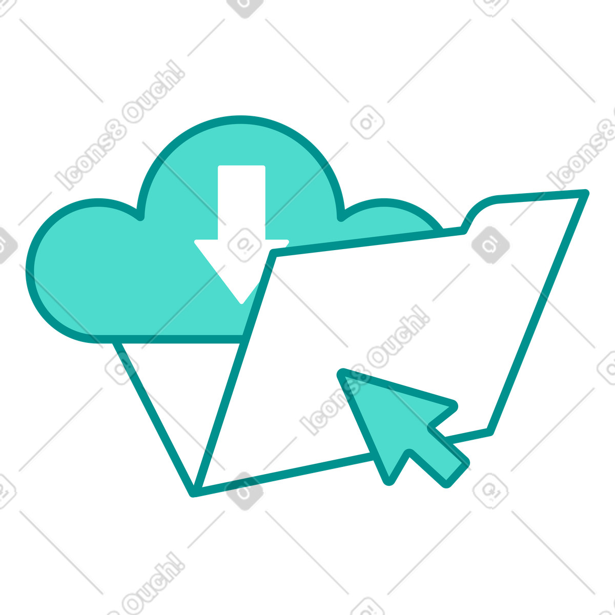 Illustration Téléchargement de fichiers à partir du stockage cloud dans le style Natty télécharger aux formats PNG, SVG