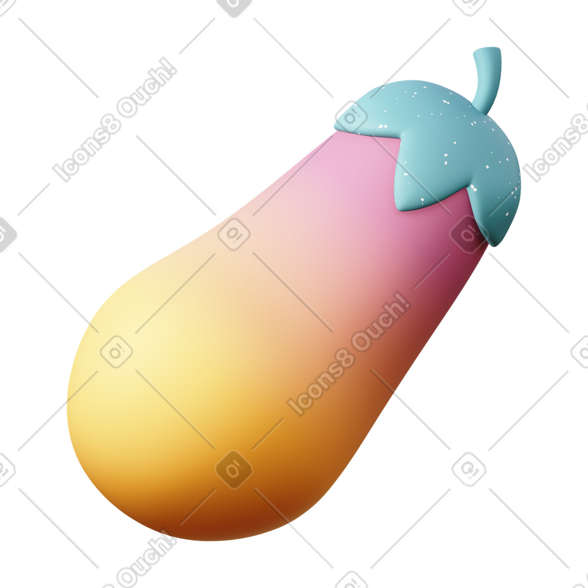 Ilustración Berenjena en estilo 3D Sugary a descargar en PNG y SVG