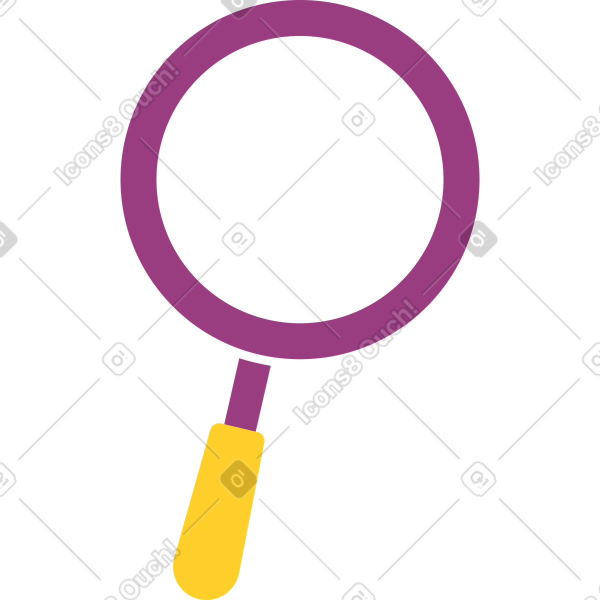 Lente d'ingrandimento con manico giallo illustrazione in stile Sammy scarica in PNG, SVG