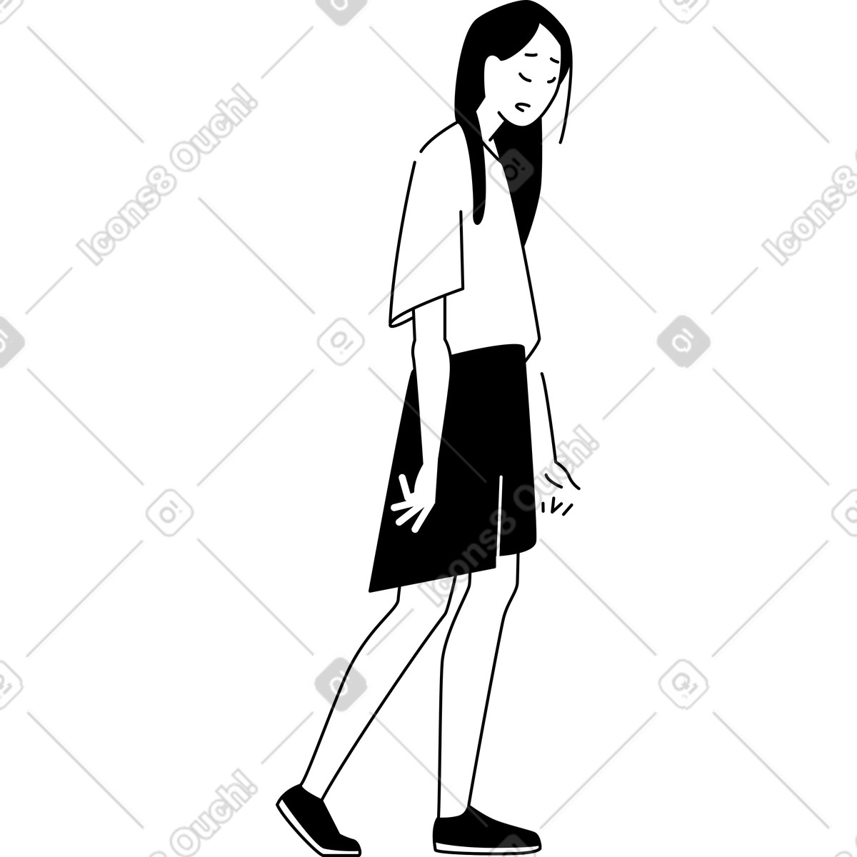 Illustration Femme fatiguée dans le style Weekday à télécharger aux formats PNG, SVG