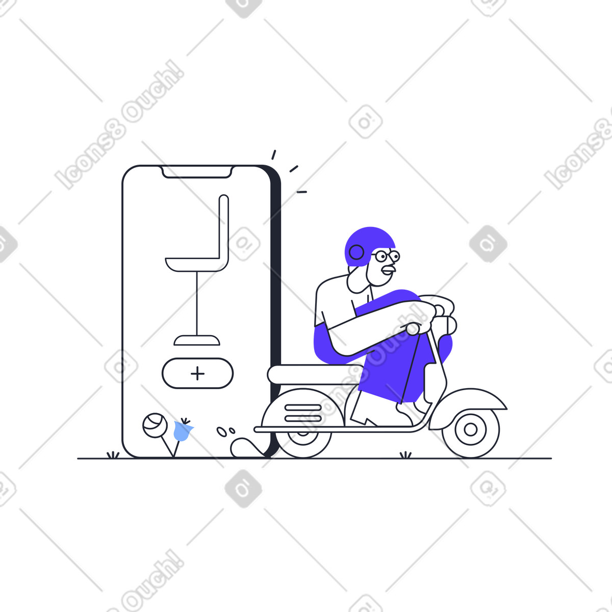 Ilustração de Entrega app móveis em no estilo Pablita para baixar em PNG, SVG