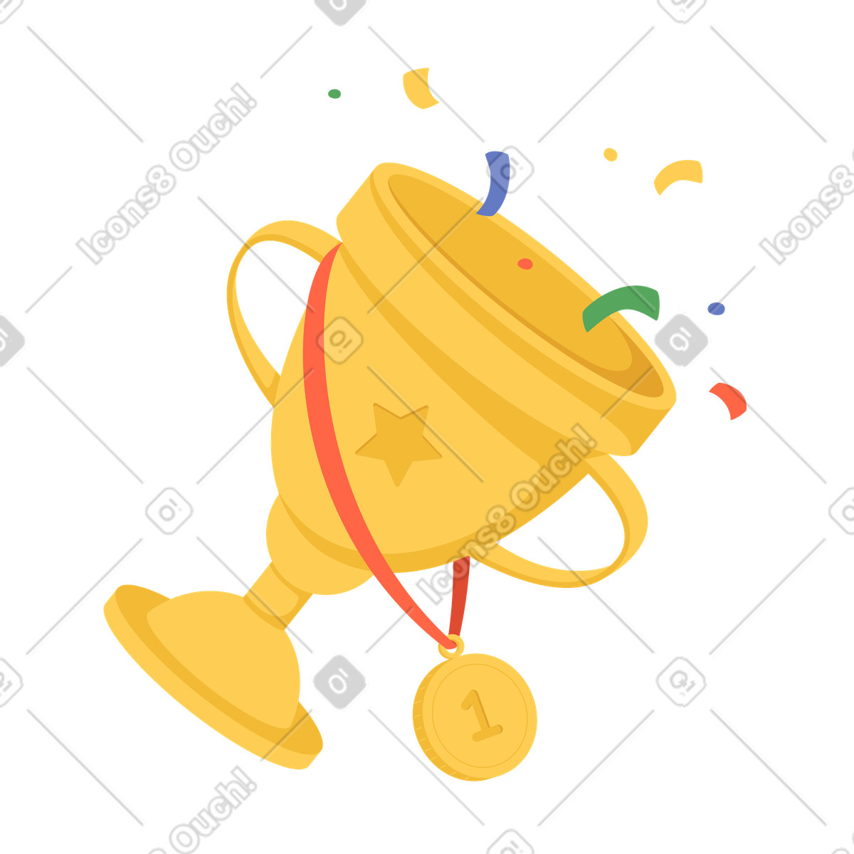 Trophy and medal for competition winner illustration clipart graphics PNG GIF download