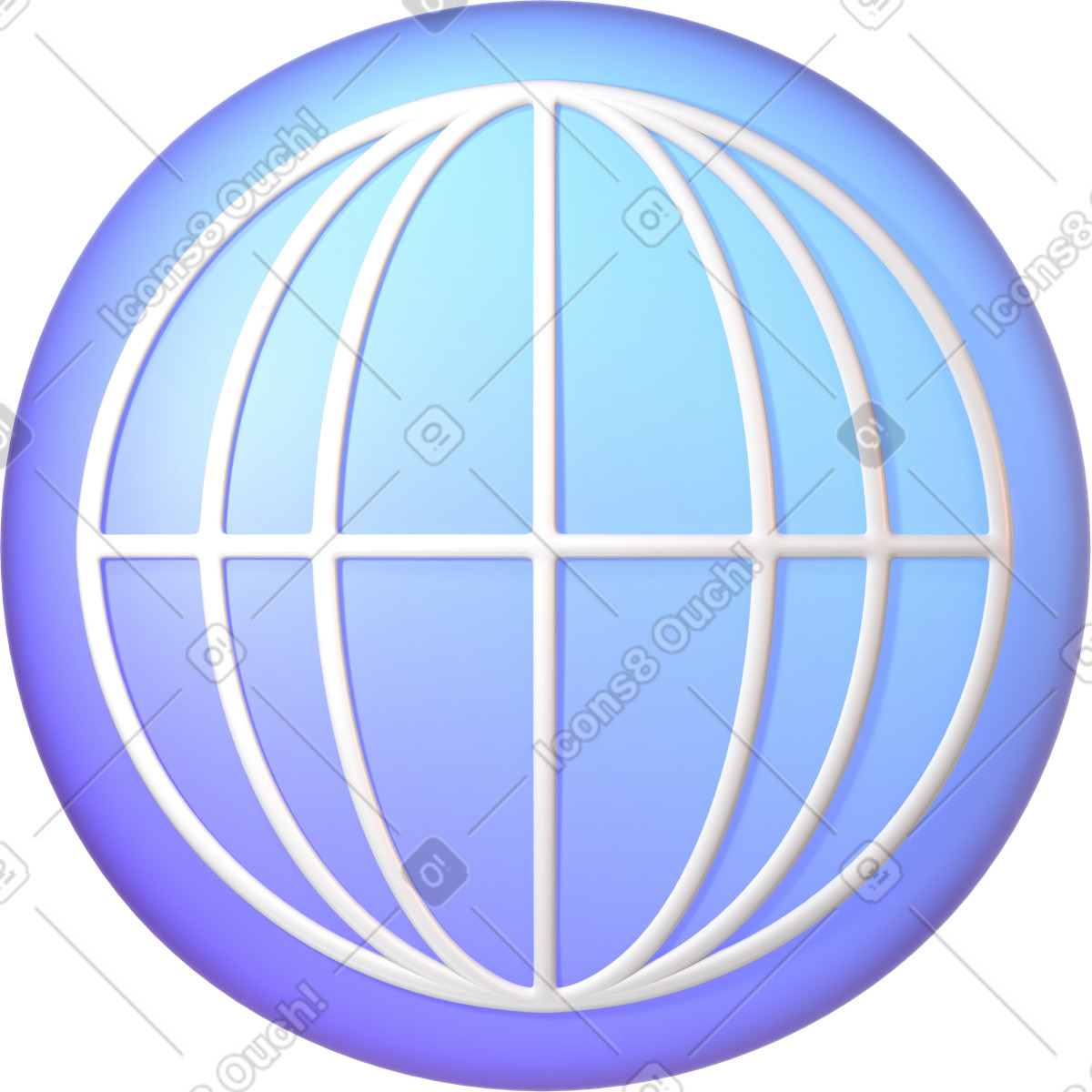 Icon globe illustration in 3D Glassy style download in PNG, SVG