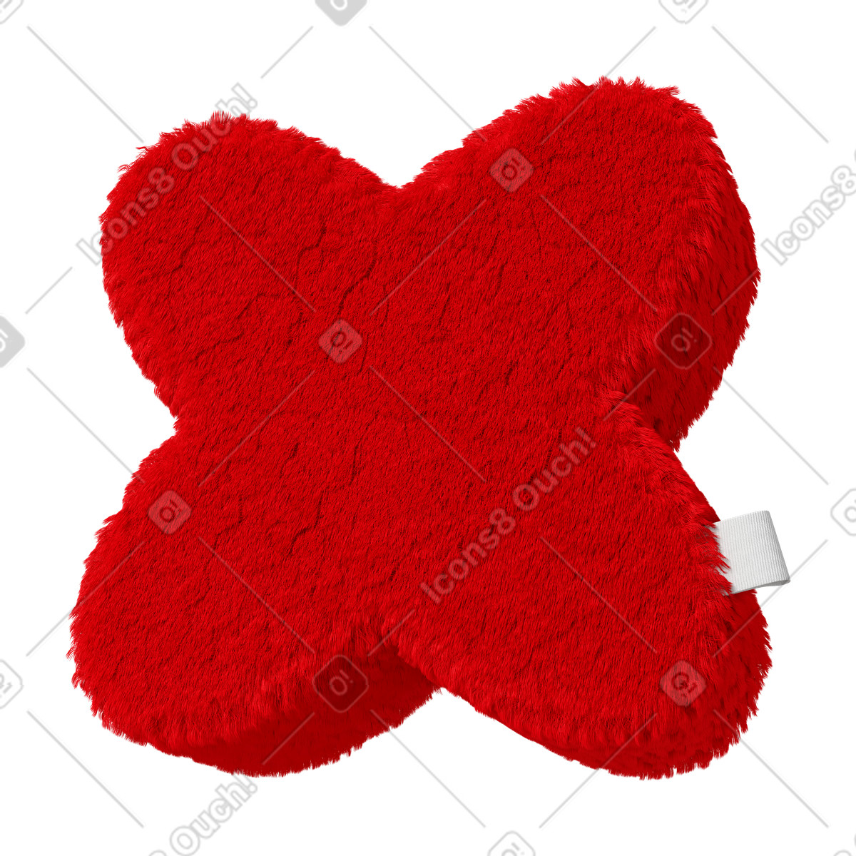Red abstract shape illustration in 3D Plush icons style download in PNG, SVG