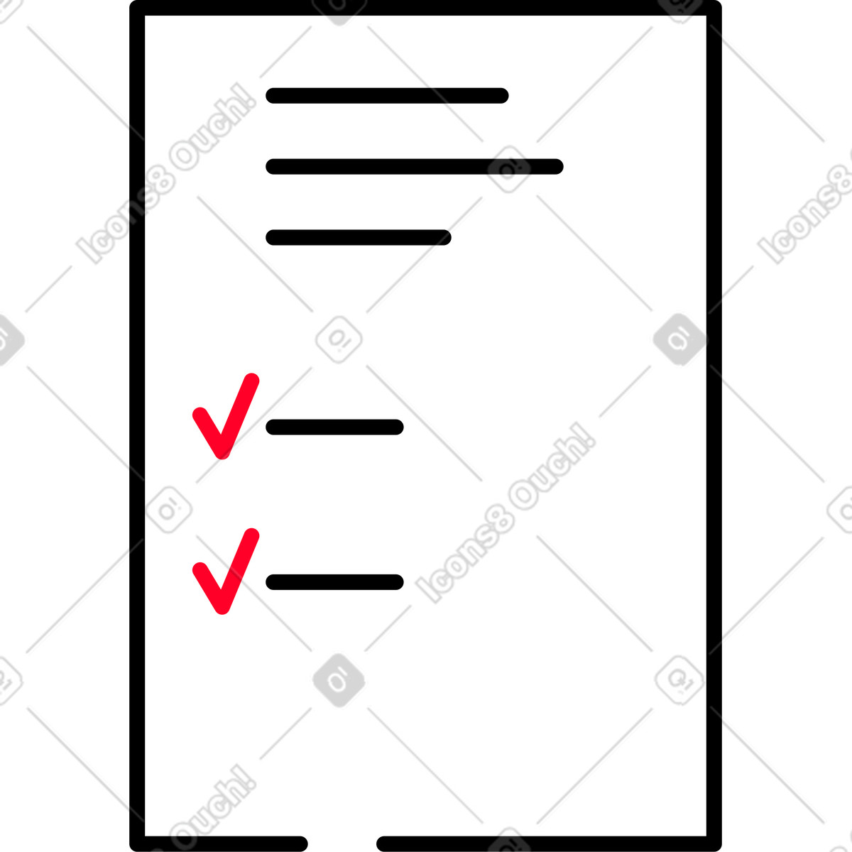 Document with check mark illustration in Transistor style download in PNG, SVG