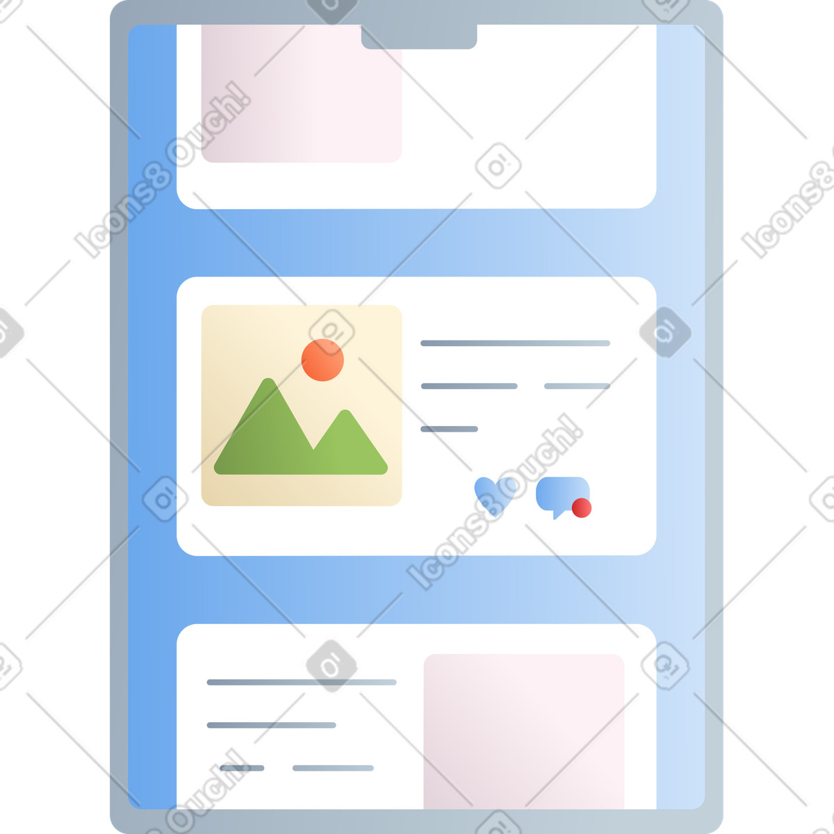 Ilustração de Tablet com blog em no estilo Silky para baixar em PNG, SVG