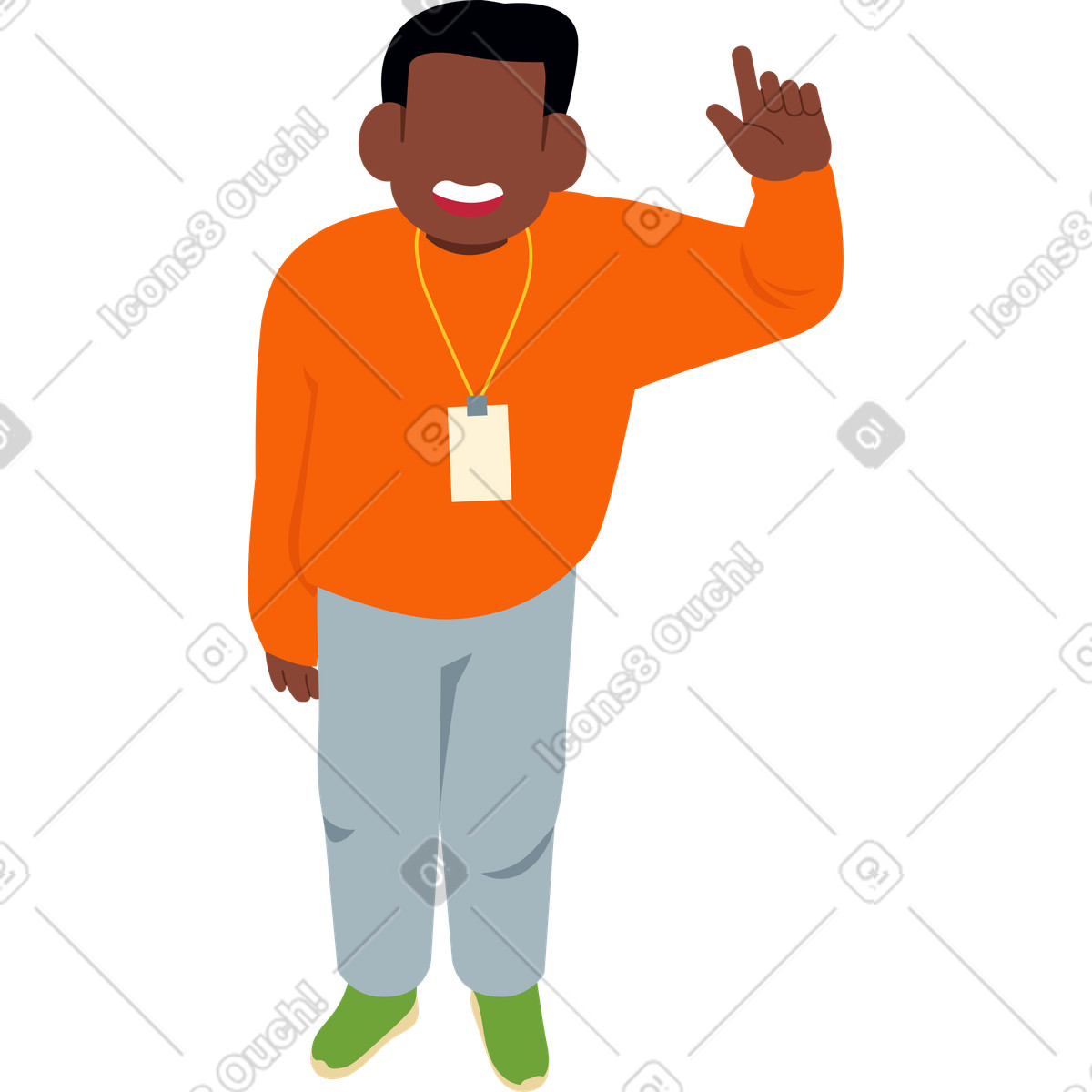 Illustration Homme pointant vers le haut dans style Catchy à télécharger aux formats PNG, SVG