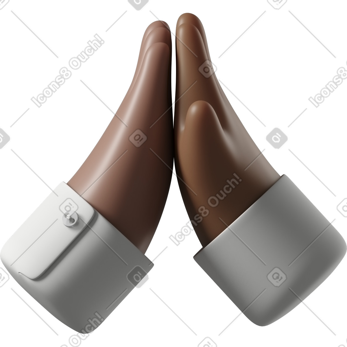 Braune hauthand, die einer dunkelbraunen hauthand high five gibt-Illustration im 3D Hands Fun&Wild-Stil als Download in PNG, SVG
