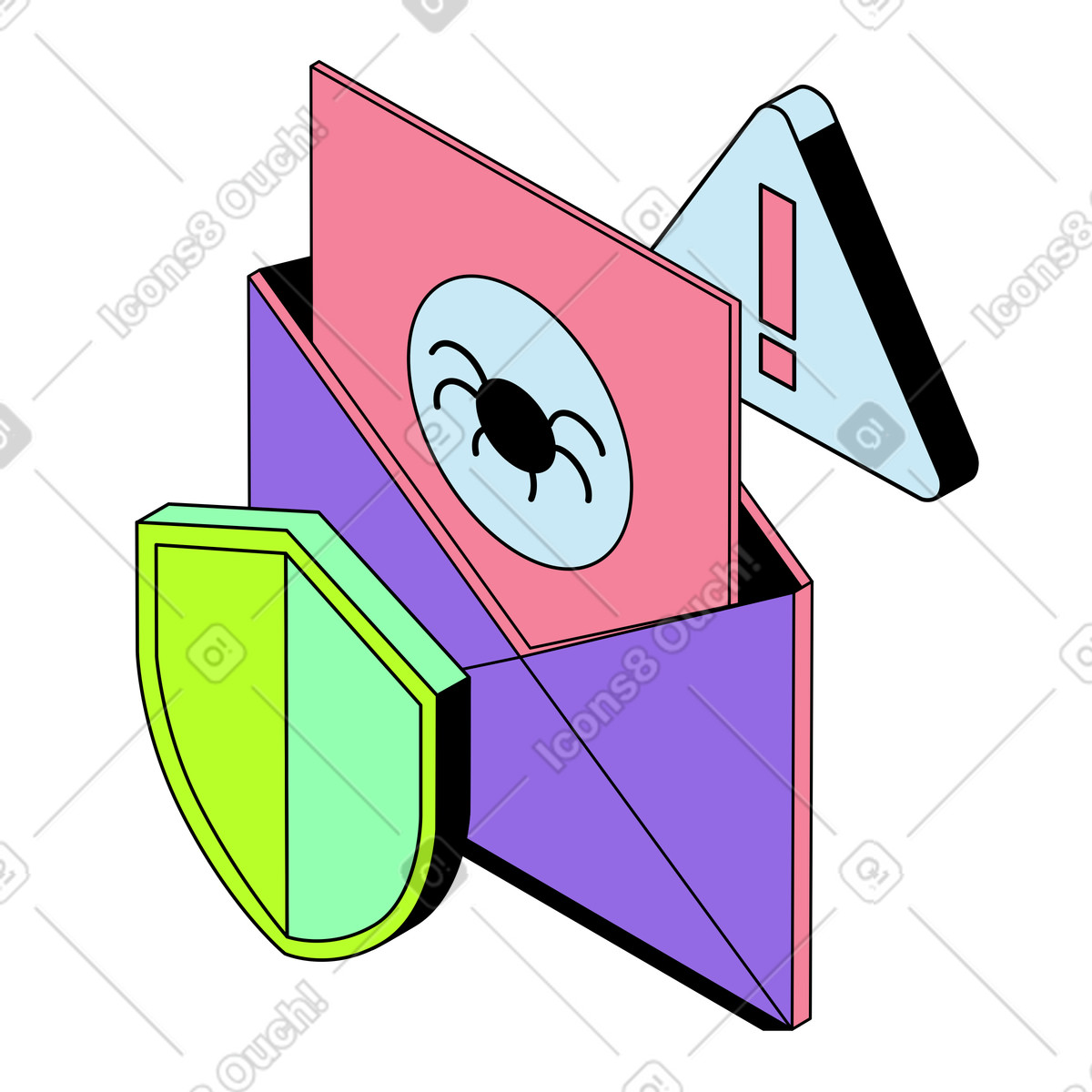 Protecting email with antimalware software illustration in Project style download in PNG, SVG