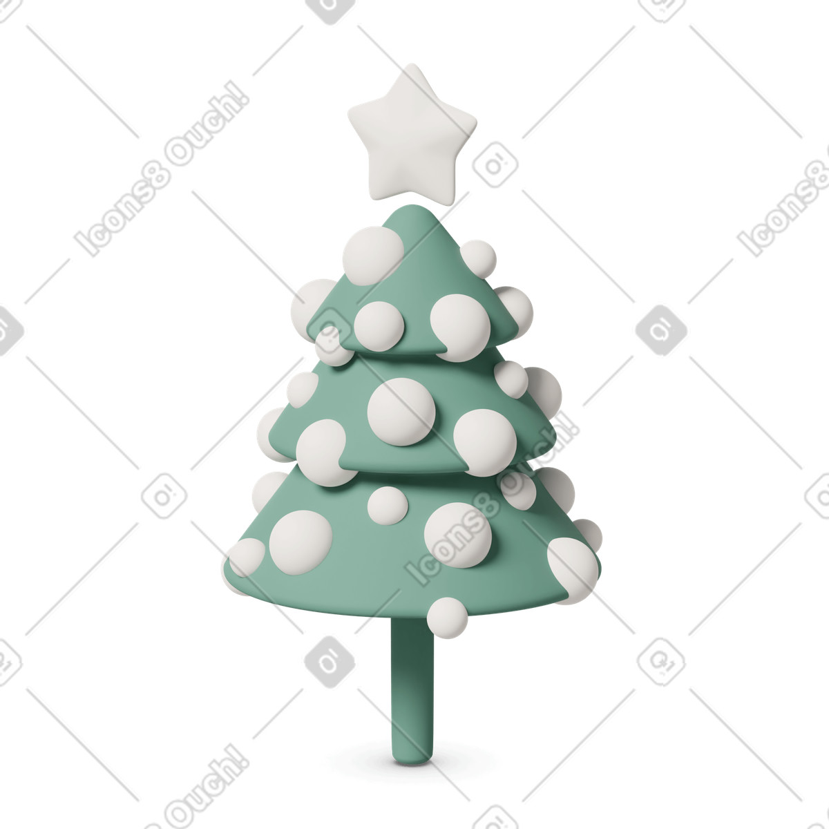 Decorated christmas tree short barrel illustration in 3D Casual life style download in PNG, SVG