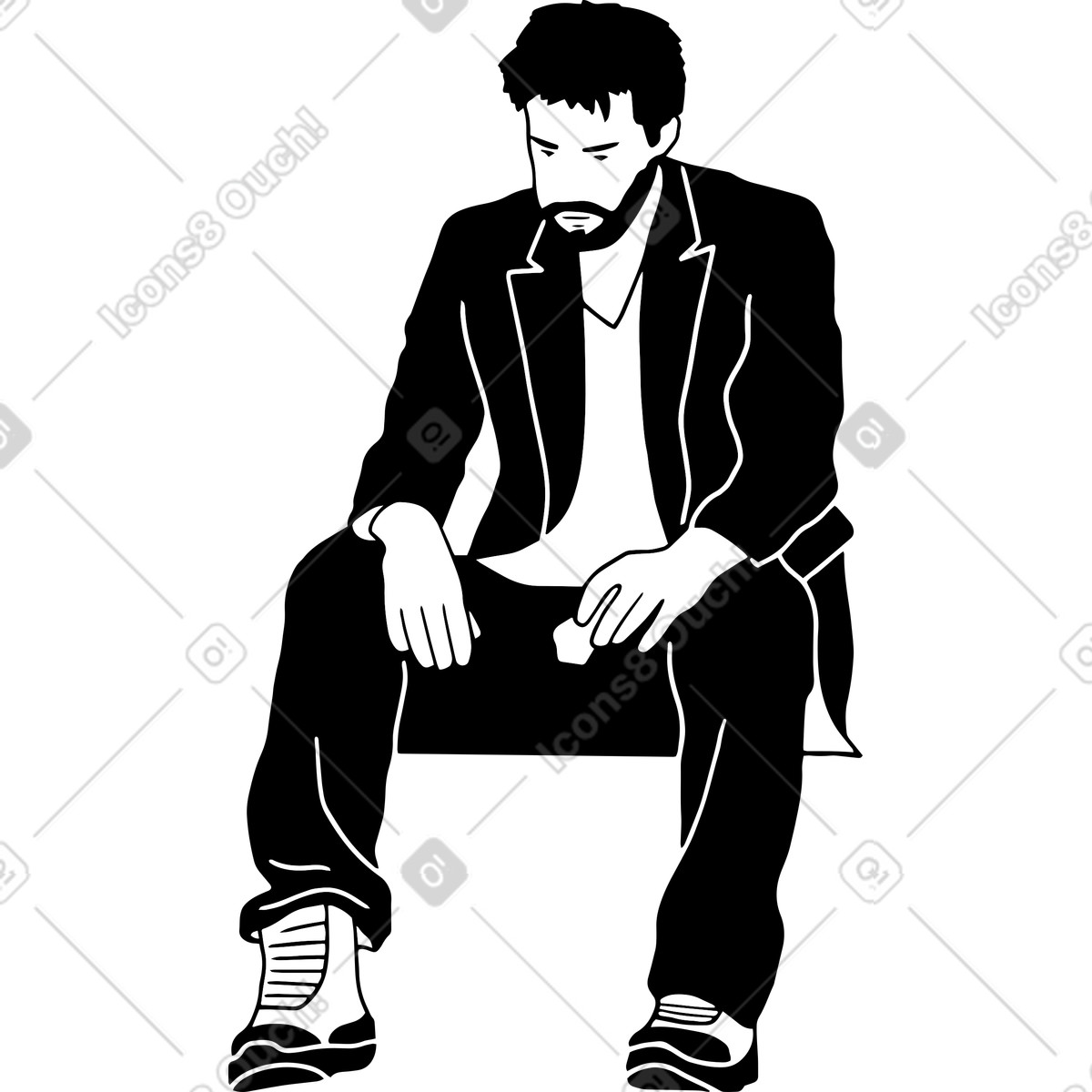 Illustration Homme triste dans le style Dudes à télécharger aux formats PNG, SVG