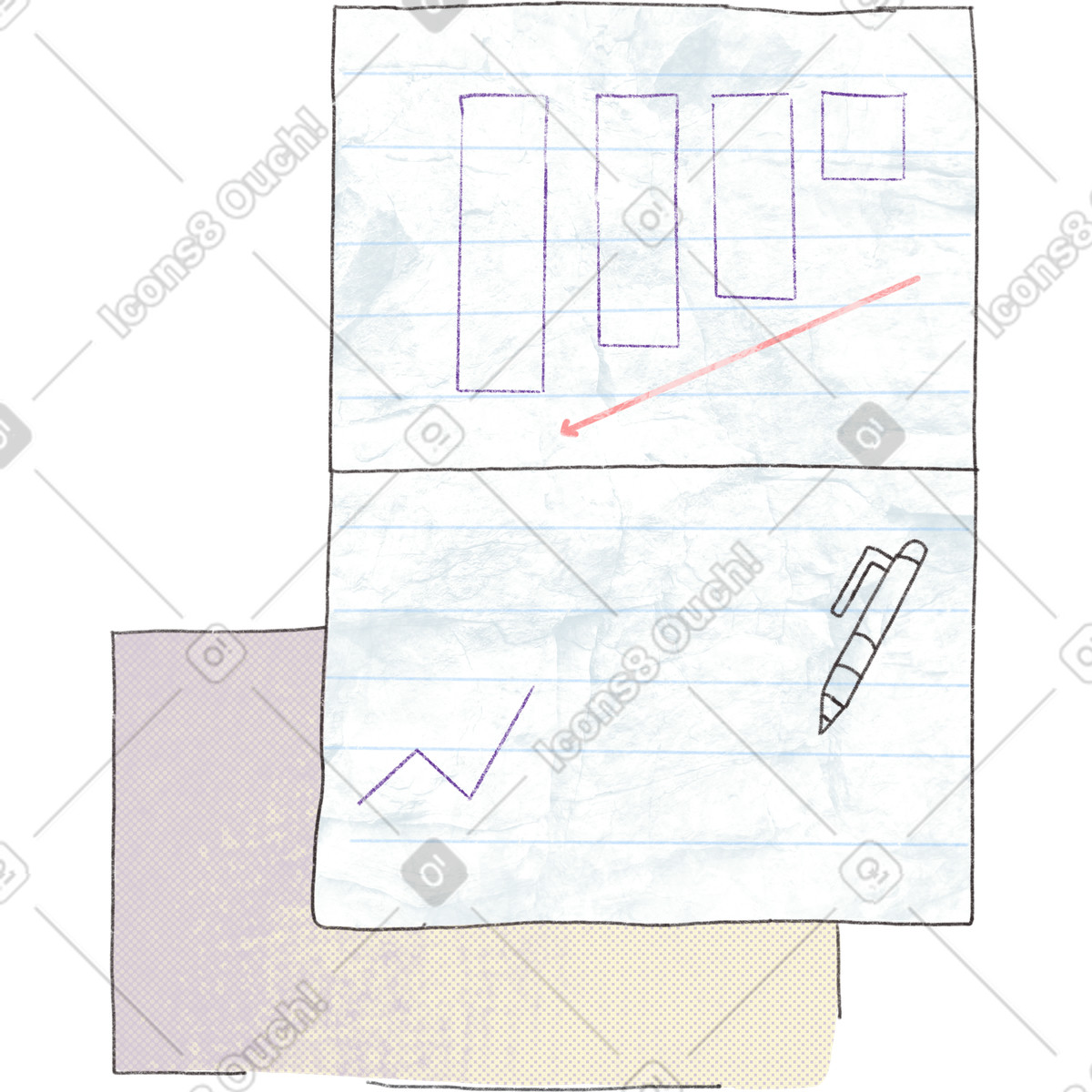下载 Moments 风格的 White sheets with graphs 插画，支持 PNG、SVG 格式