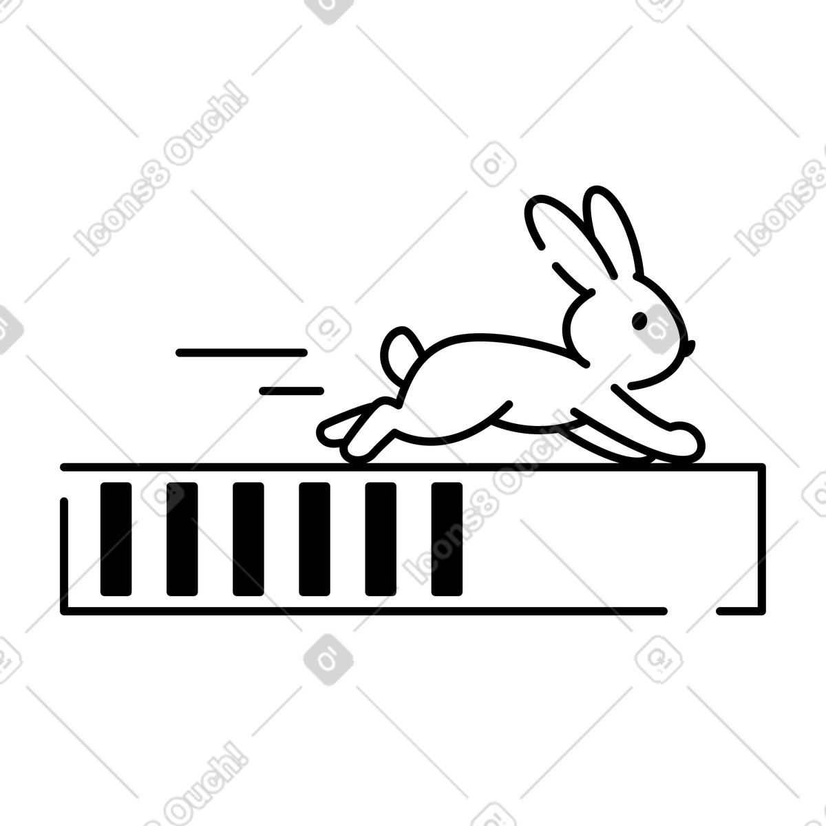 Loading bar with fast rabbit mascot indicating quick process illustrazione in stile Notion Line Art scarica in PNG, SVG