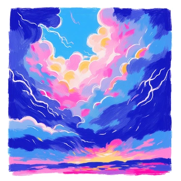 A sky filled with dark, ominous clouds billows and rolls, creating a sense of impending turbulence. The clouds are dense, swirling in shades of deep gray and black, casting a shadow over the landscape below. There are occasional flashes of distant lightning flickering within the clouds, illuminating their edges with a brief glow. The atmosphere feels charged, as if charged particles are gathering, ready to release the storm's energy. The horizon is barely visible through the thick layers of clouds, hinting at the dramatic changes about to unfold.