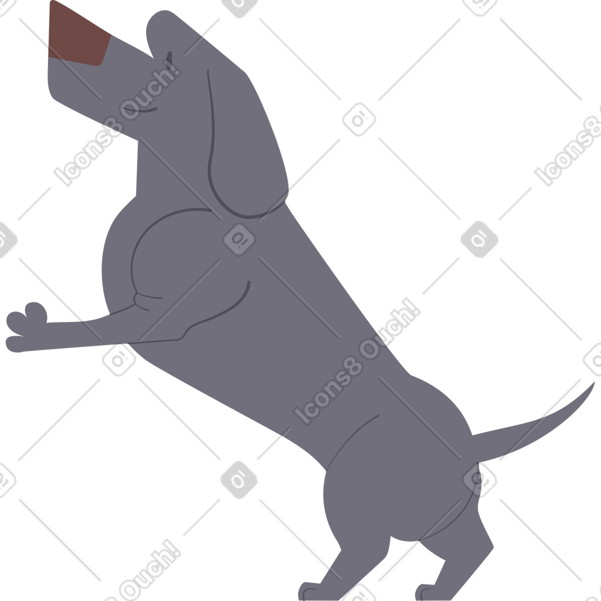 Illustration Teckel dans le style Woof à télécharger aux formats PNG, SVG