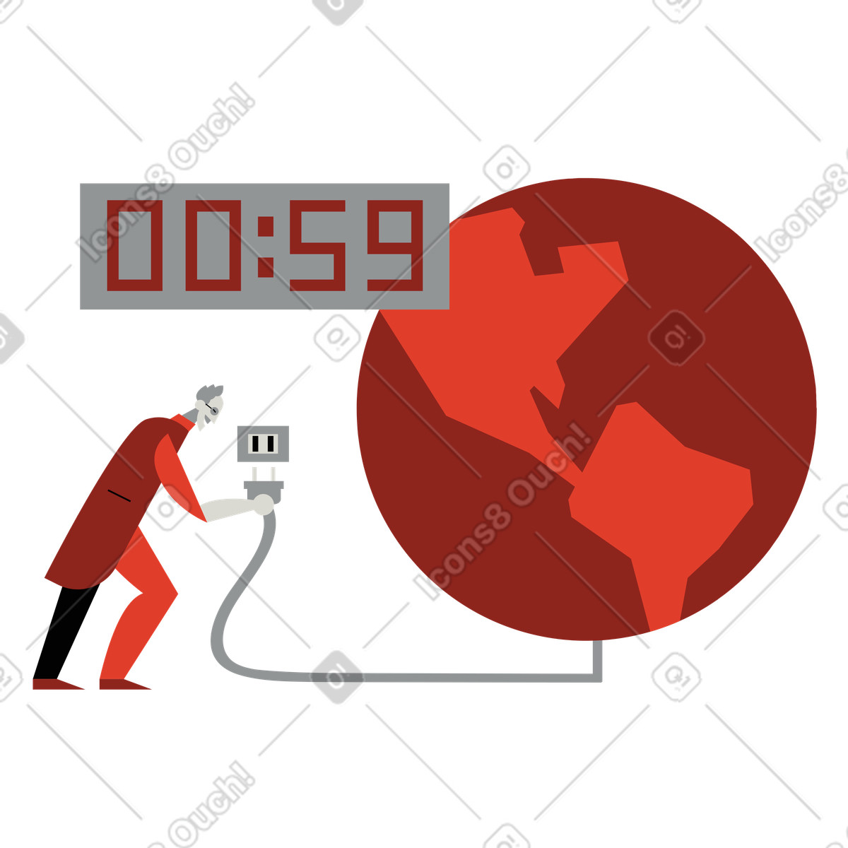 Turning off the lights for earth hour illustration in Burgundy style download in PNG, SVG