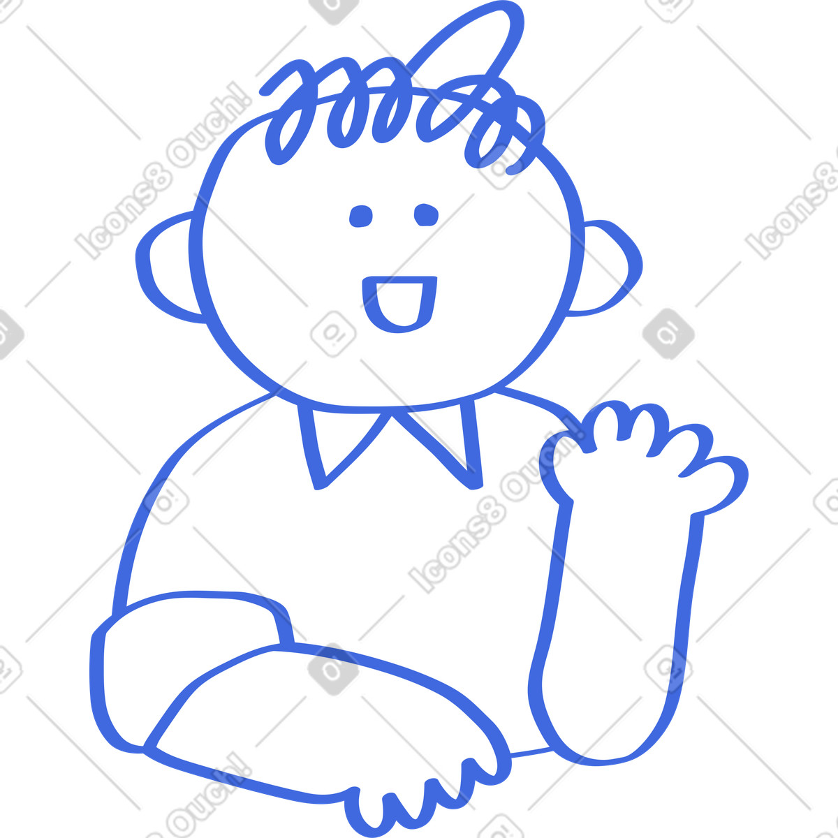Иллюстрация Greeting gesture with raised hand and happy facial expression в стиле Ballpoint Pen — скачать в форматах PNG, SVG