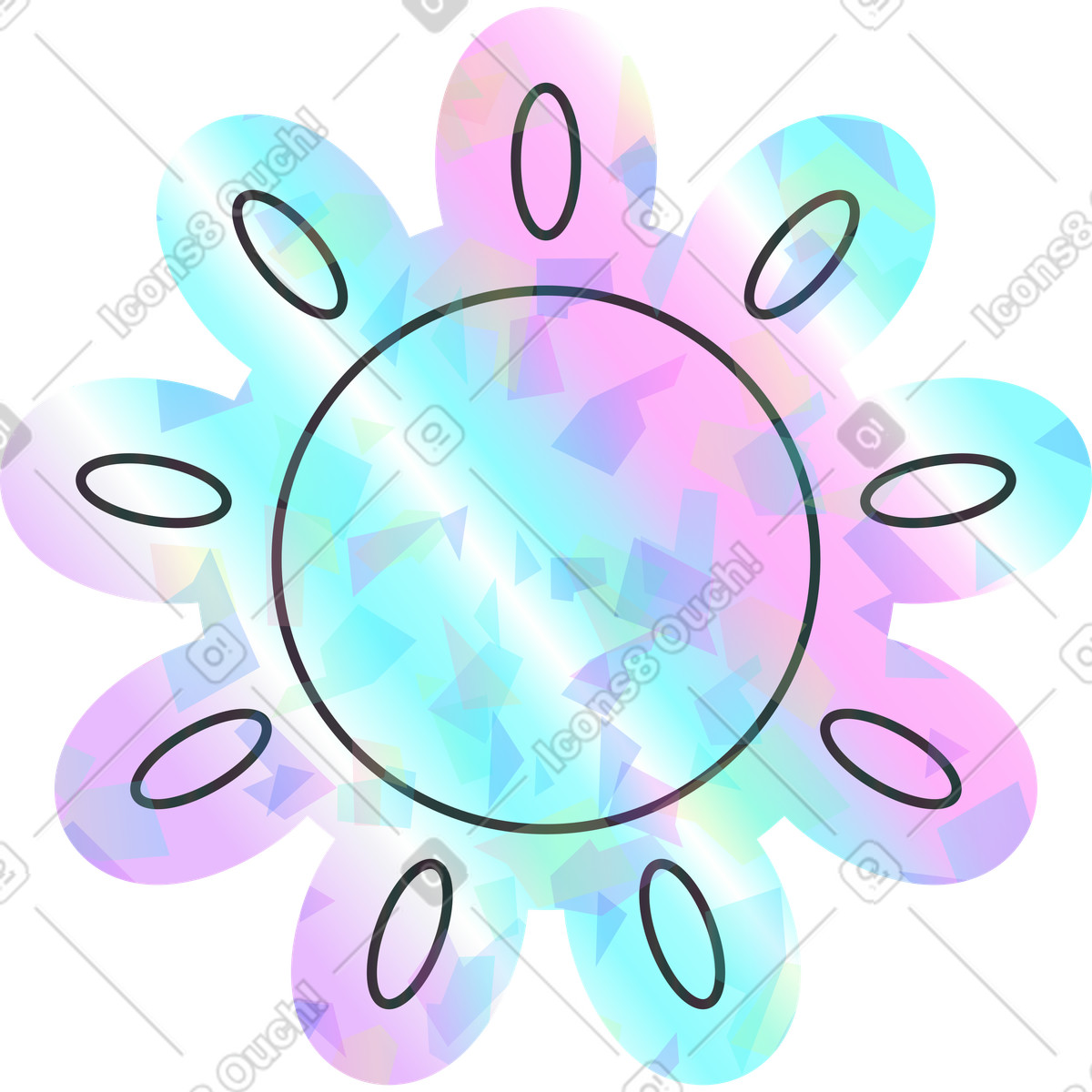 Illustration Ensoleillé dans le style Holostickers à télécharger aux formats PNG, SVG