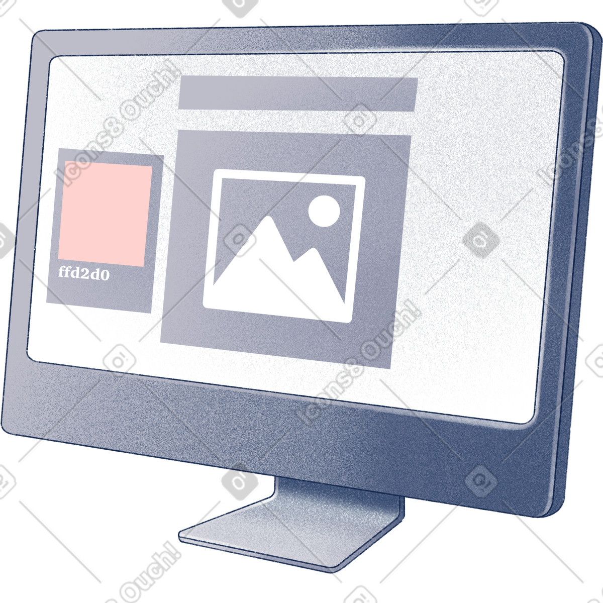Monitor with web elements illustration in Haze style download in PNG, SVG
