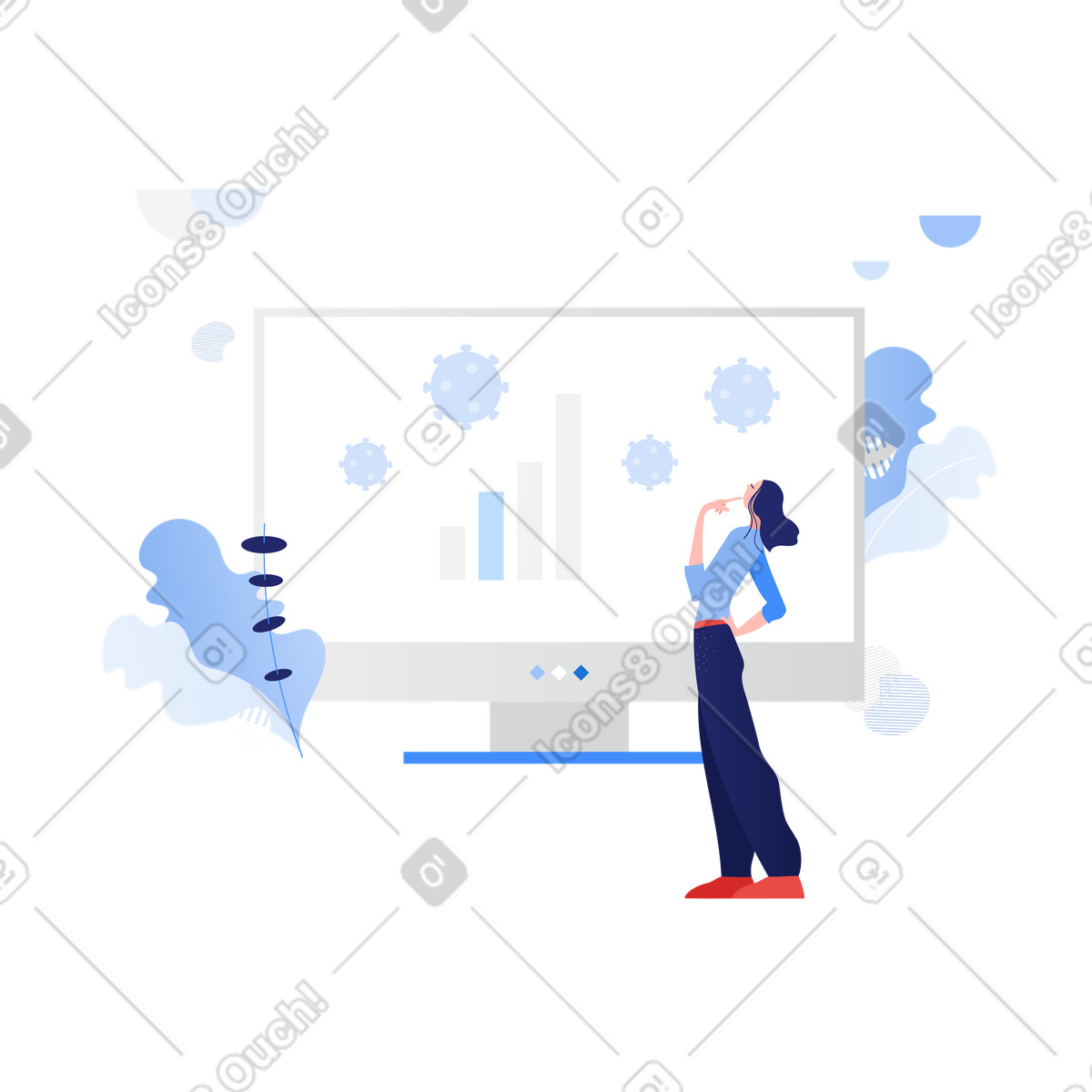 COVID-19 spread statistic illustration in Clip style download in PNG, SVG