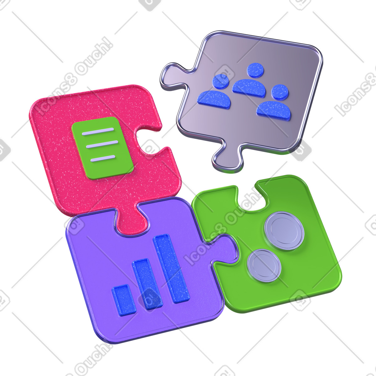 Team work and project management illustration in 3D Boost style download in PNG, SVG