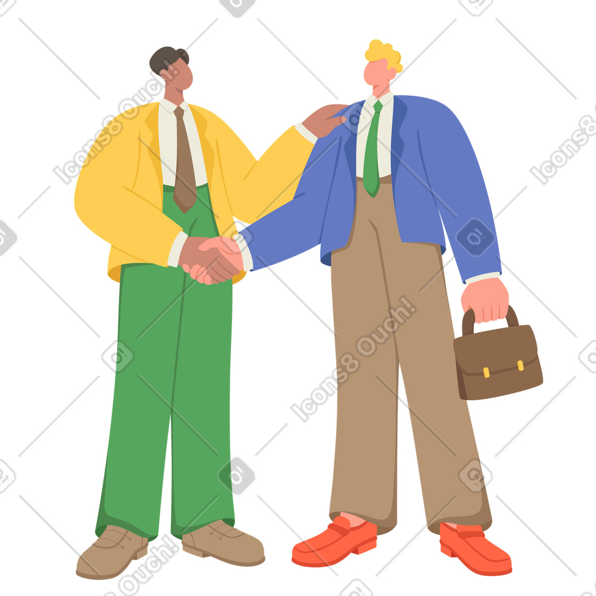 Business men shaking hands for deal animated illustration in Social style download in GIF, Lottie (JSON), AE