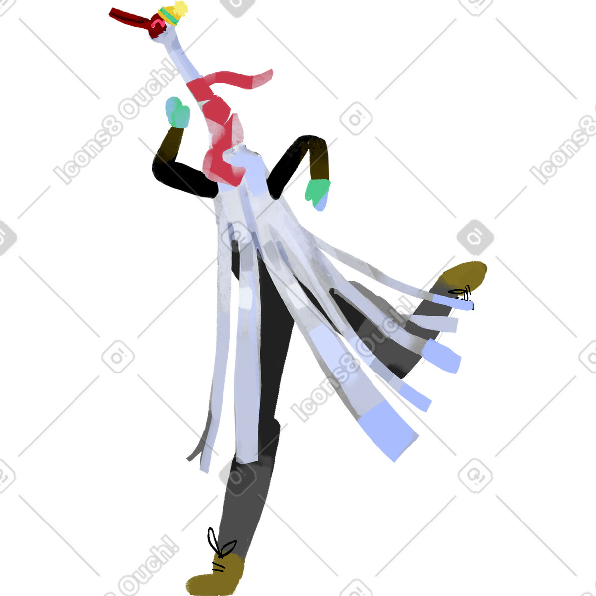 Heron in winter clothes illustrazione stile Atomic scarica PNG, SVG