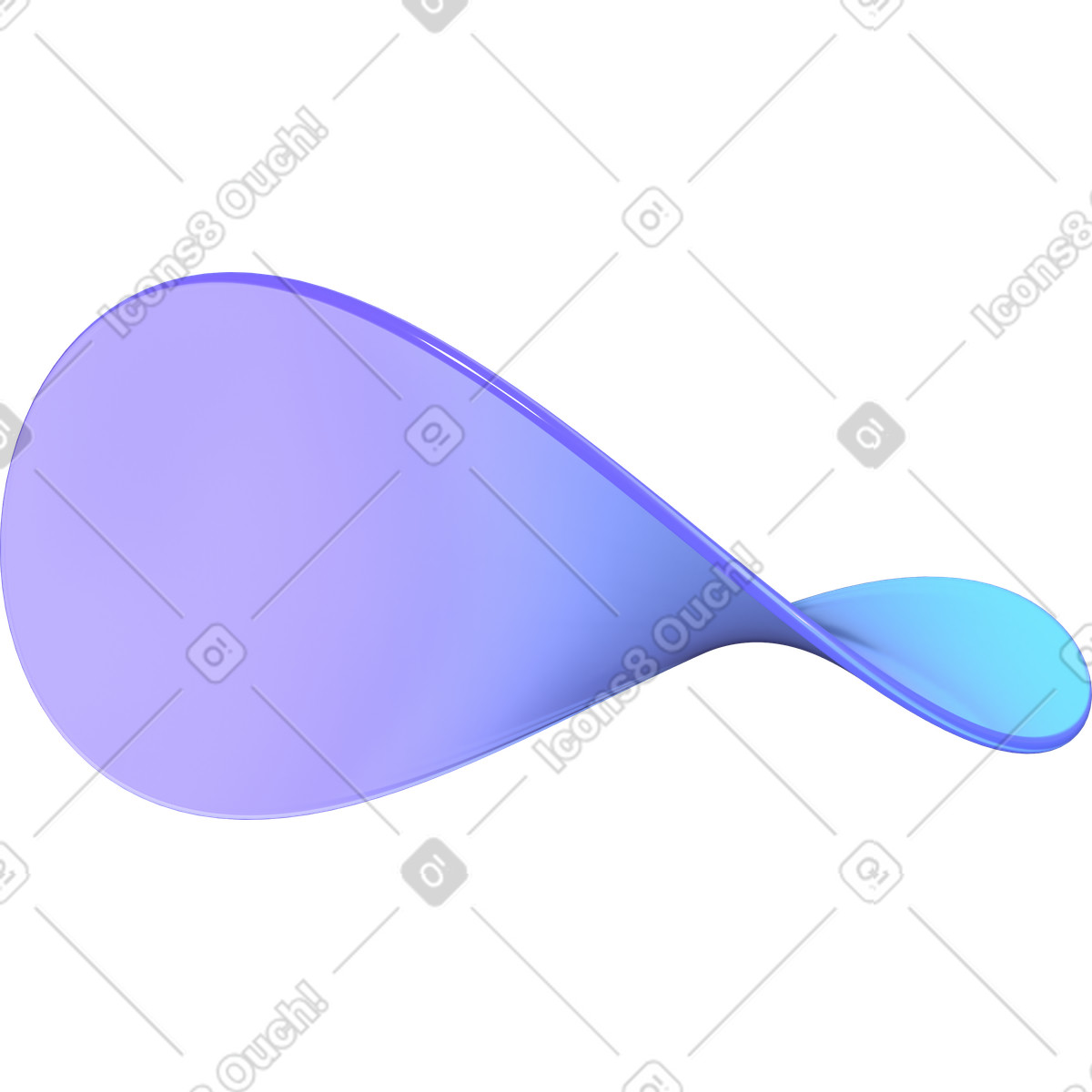 Extremely deformed thin lense illustration in 3D Glassy style download in PNG, SVG