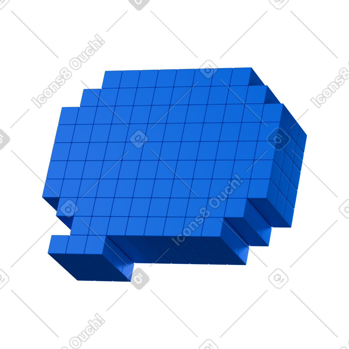 Blue voxel speech bubble illustration in 3D Stickle style download in PNG, SVG