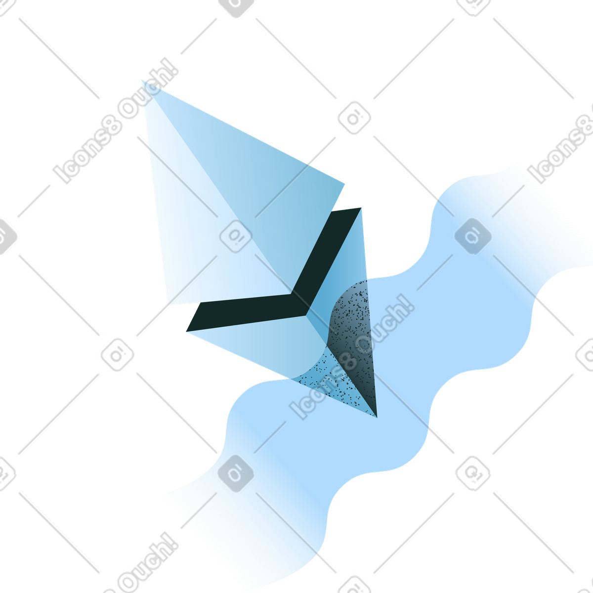 Floating blockchain technology digital asset blue geometric ethereum crystal illustrazione in stile Concept scarica in PNG, SVG