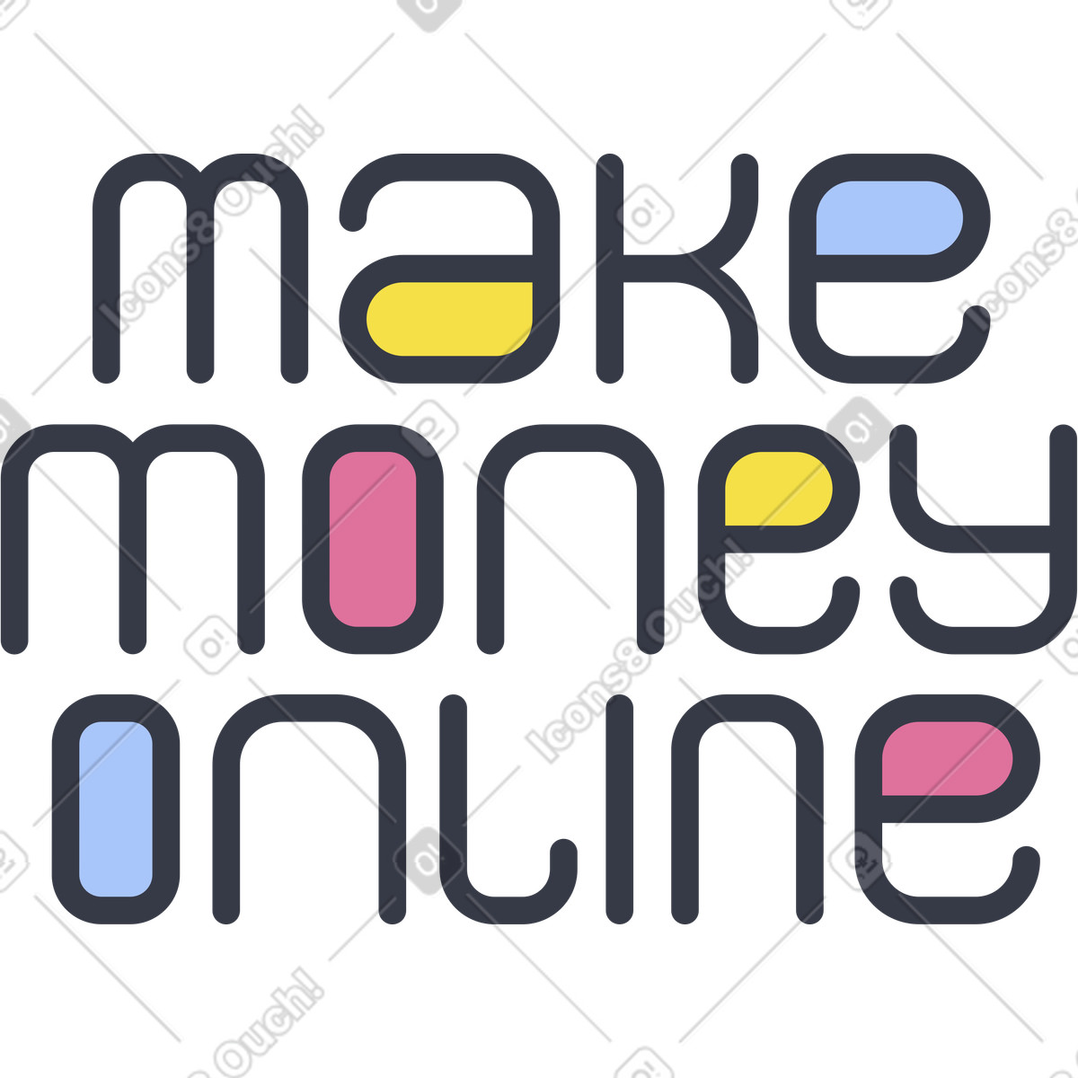 Lettering make money online illustration in Abstract style download in PNG, SVG