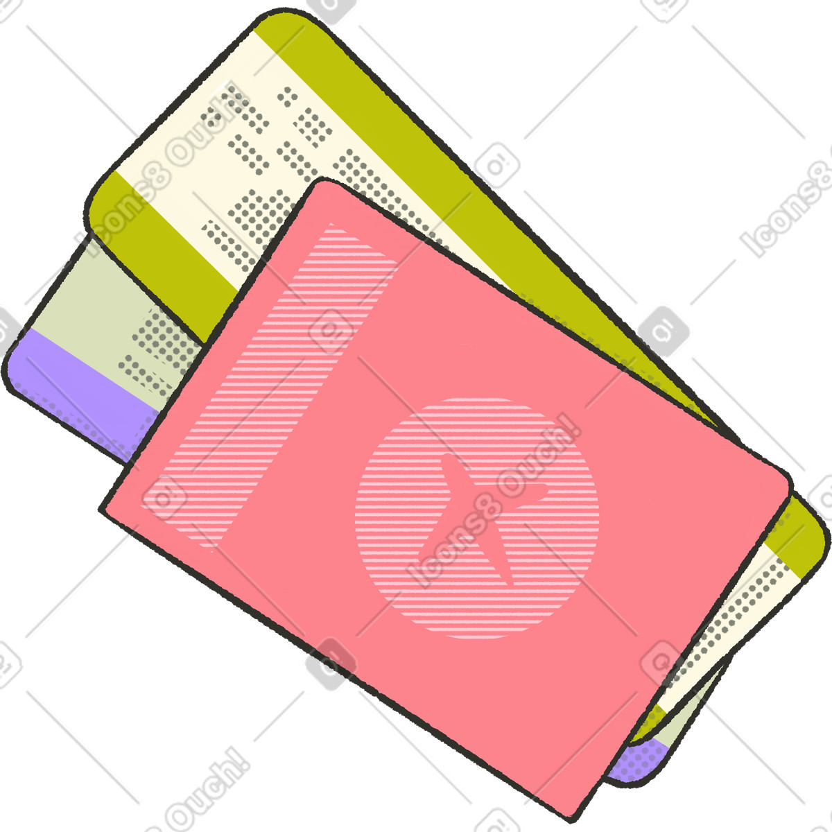Illustration Passport with tickets dans le style Dots à télécharger aux formats PNG, SVG