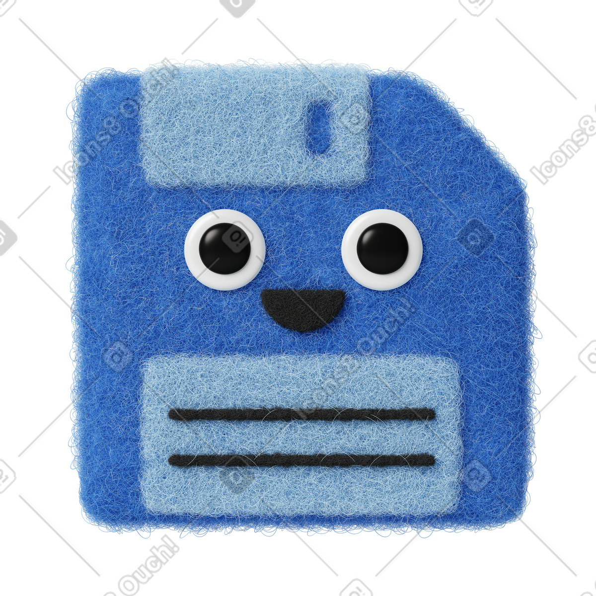 Cute floppy disk illustration in Fuzzy style download in PNG, SVG