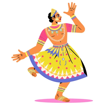 A vibrant Kathakali dancer wearing elaborate costume with intricate patterns and bright colors. The dancer's face is painted with striking makeup, showcasing expressive features and bold designs. He is in a dynamic pose, capturing the motion of the performance. The stage is illuminated with bright lights, enhancing the colorful details of the costume. The background features soft shadows, ensuring the focus remains on the dancer's movements and expressions.