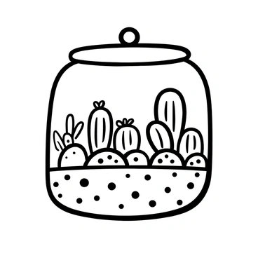 A collection of small cacti in various shapes and sizes arranged neatly inside a glass terrarium. The terrarium has a rounded top and a flat base, with visible soil at the bottom surrounded by small pebbles. Each cactus has distinctive features, with some having smooth surfaces and others adorned with spikes. The glass is clear, allowing for a full view of the cacti and their surroundings. A few small decorative stones are placed among the cacti, adding to the arrangement.