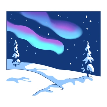 Majestic northern lights casting vibrant colors over a snowy landscape