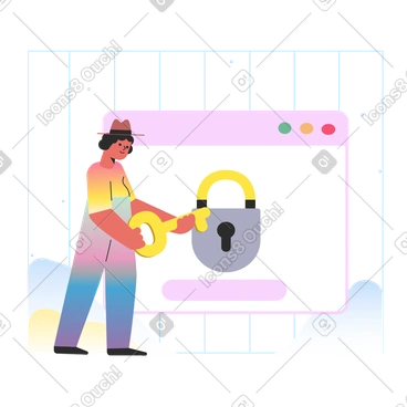 Password protection animated illustration in GIF, Lottie (JSON), AE