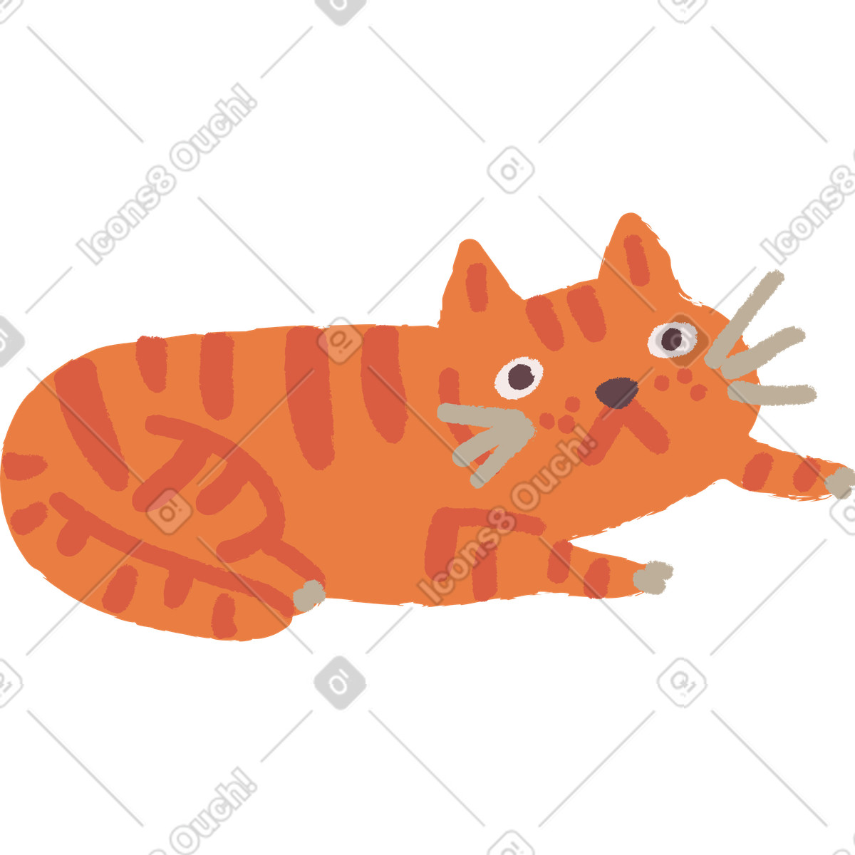 Cat lying illustration in Ginger style download in PNG, SVG