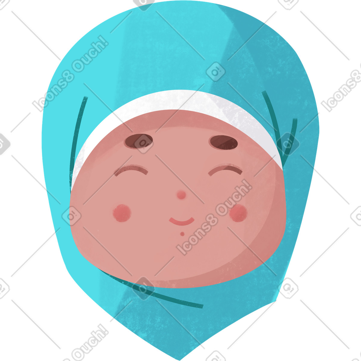 Bonbon スタイルの かわいいイスラム教徒の女性 のイラストをPNG、SVG形式でダウンロード