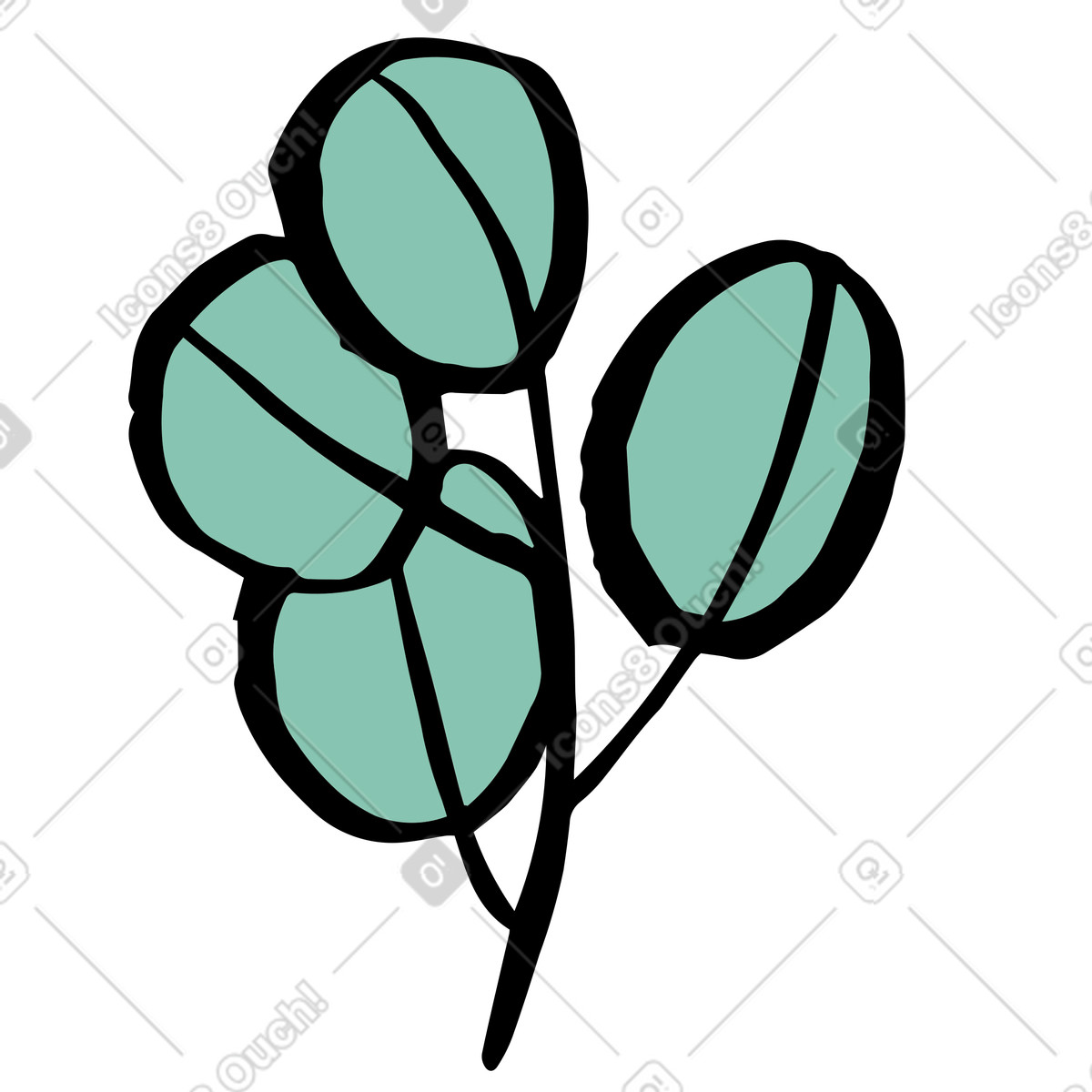 Minimal green leaves, ecology and nature illustration in Scandi style download in PNG, SVG
